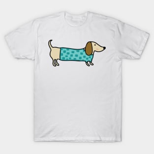 Cute dachshund in mint blue T-Shirt